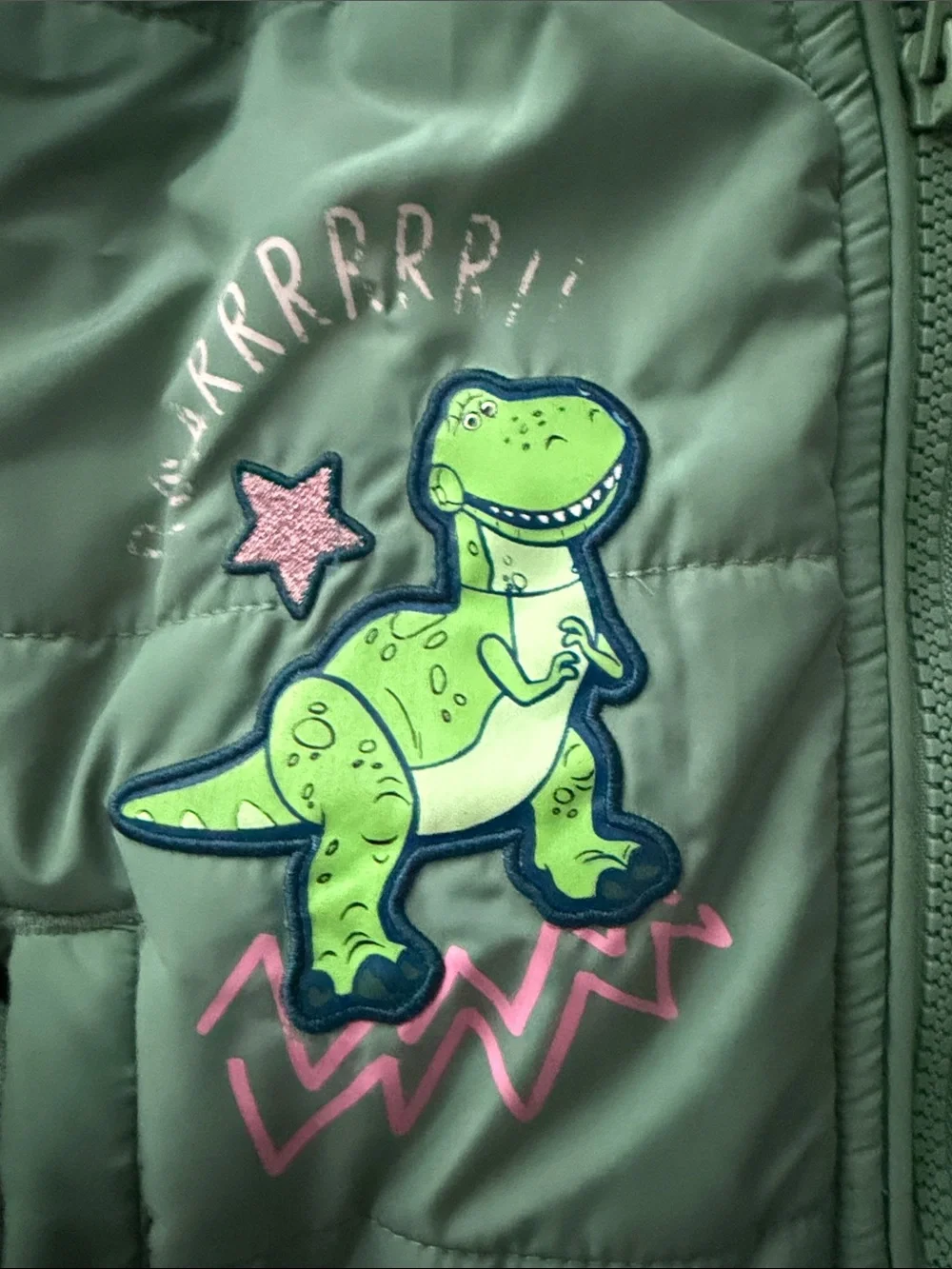 Disney Green Jacket with Pink Fur Trim and White Lining